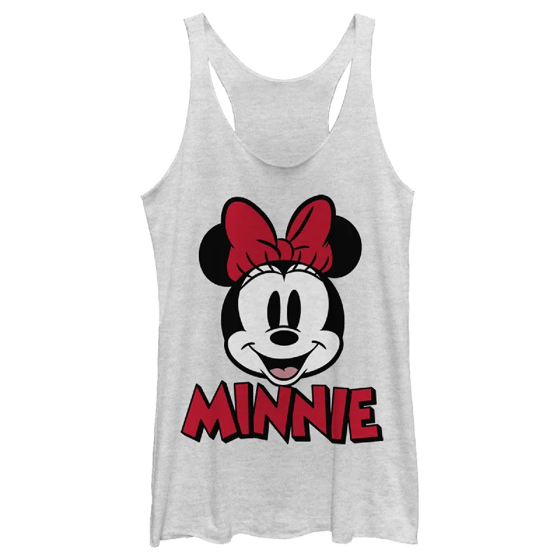 Women's Mickey & Friends Retro Minnie Mouse Big Face Racerback Tank Top long tank top Women's Mickey & Friends Retro Minnie Mouse Big Face Racerback Tank Top long tank top