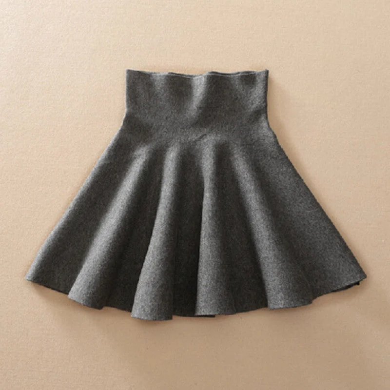 Spring Autumn High Waist Knitted Skirts Women Pleated mini Skirt Casual Elastic Flared Skirt Female midi Short Skirt Woman lightweight skirt design