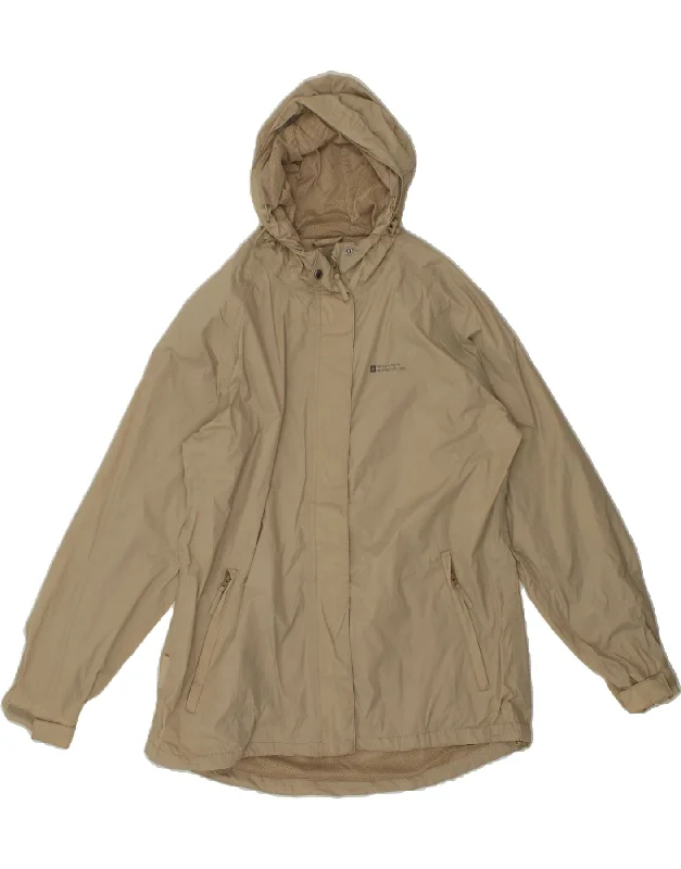 MOUNTAIN WAREHOUSE Womens Hooded Rain Jacket UK 16 Large Beige Herringbone Jacket Checkered Jacket Solid Jacket