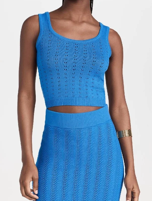 Perla Crochet Crop Top In Indigo Modern Contemporary Chic