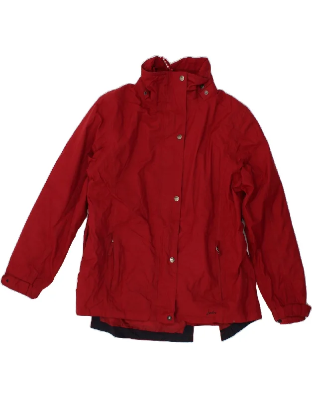 JOULES Womens Windbreaker Jacket UK 14 Large Red Polyester Striped Jacket Polka Dot Jacket Floral Jacket