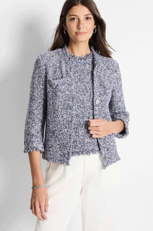 NIC+ZOE Mixed Knit Sweater Jacket Fitted Slim Tailored
