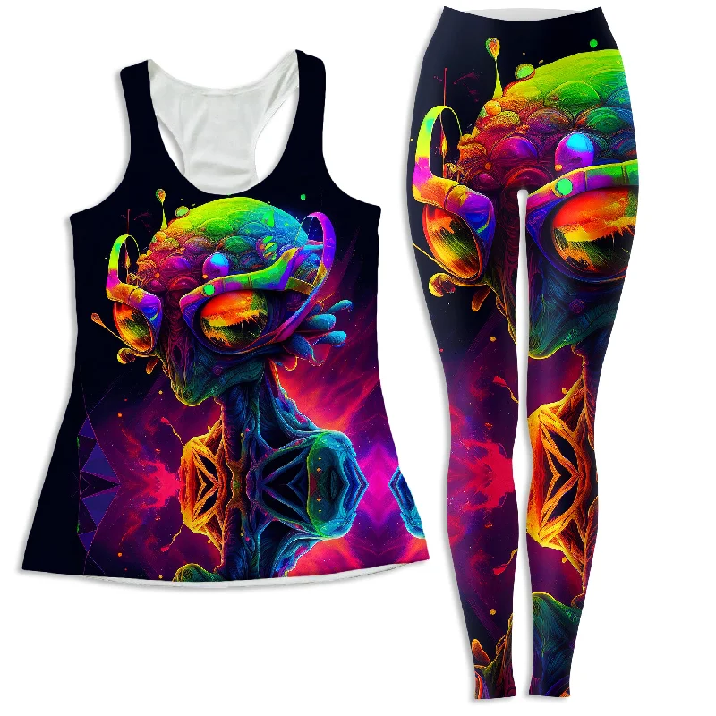 Psychedelic Alien Women's Tank and Leggings Combo glitter tank top