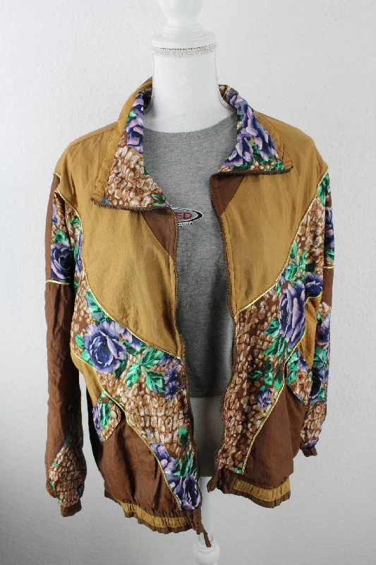 Vintage EVR Floral Jacket (L) Toggled Jacket Drawstring Jacket Belted Jacket