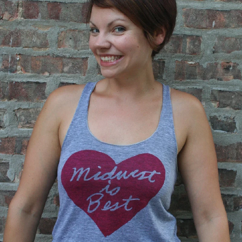 Midwest is Best : women racerback tri-blend tank loose fit tank