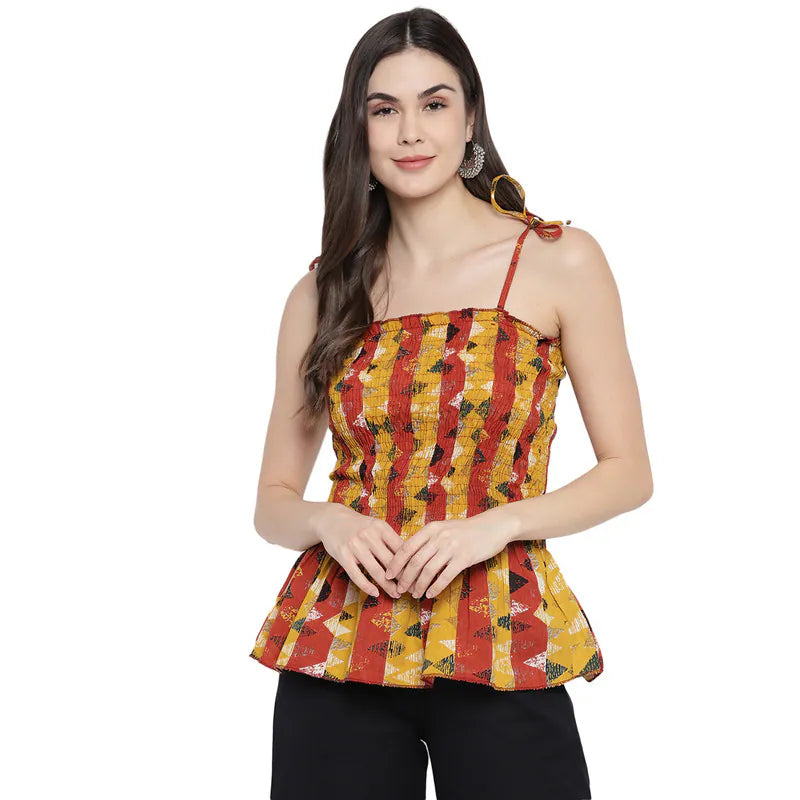 Aawari Rayon Strap Crop Top For Girls and Women AM0074-013-AM074-013 Striped Floral Plaid