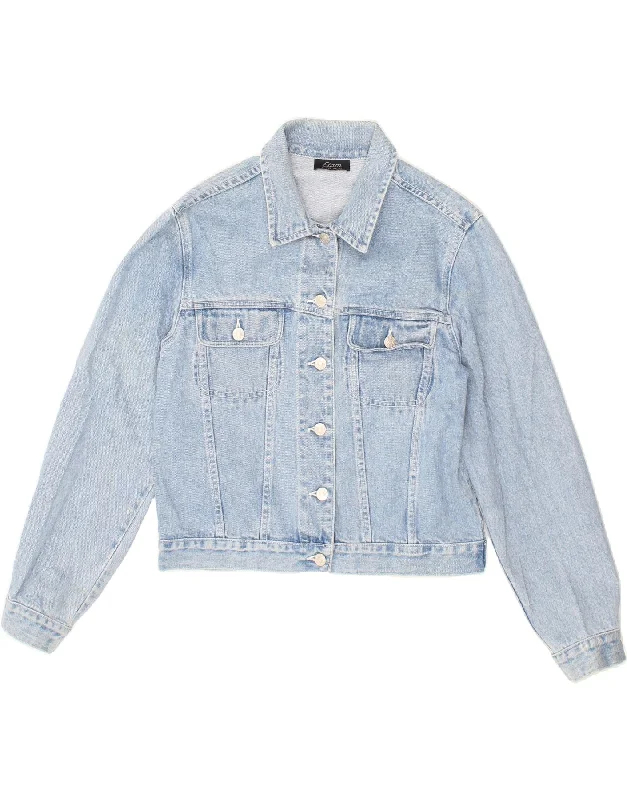 ETAM Womens Crop Denim Jacket IT 40 Small Blue Cotton Snapped Jacket Toggled Jacket Drawstring Jacket ETAM Womens Crop Denim Jacket IT 40 Small Blue Cotton Snapped Jacket Toggled Jacket Drawstring Jacket