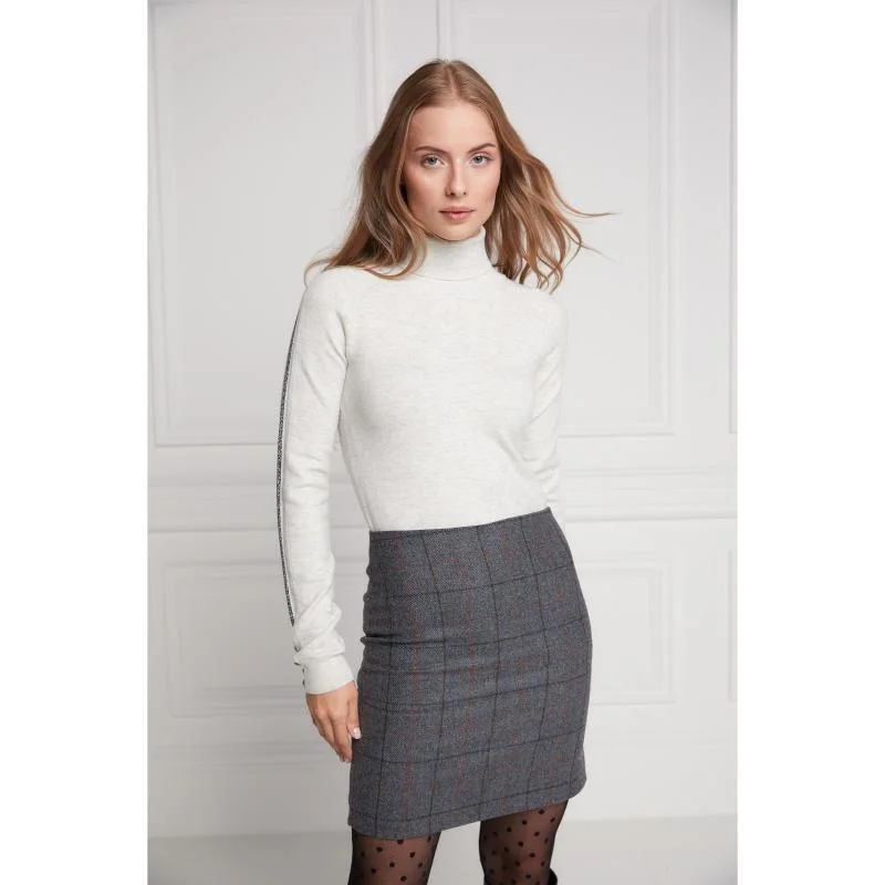 Holland Cooper Chelsea Ladies Tweed Skirt - Mid Blue Check cashmere skirt soft