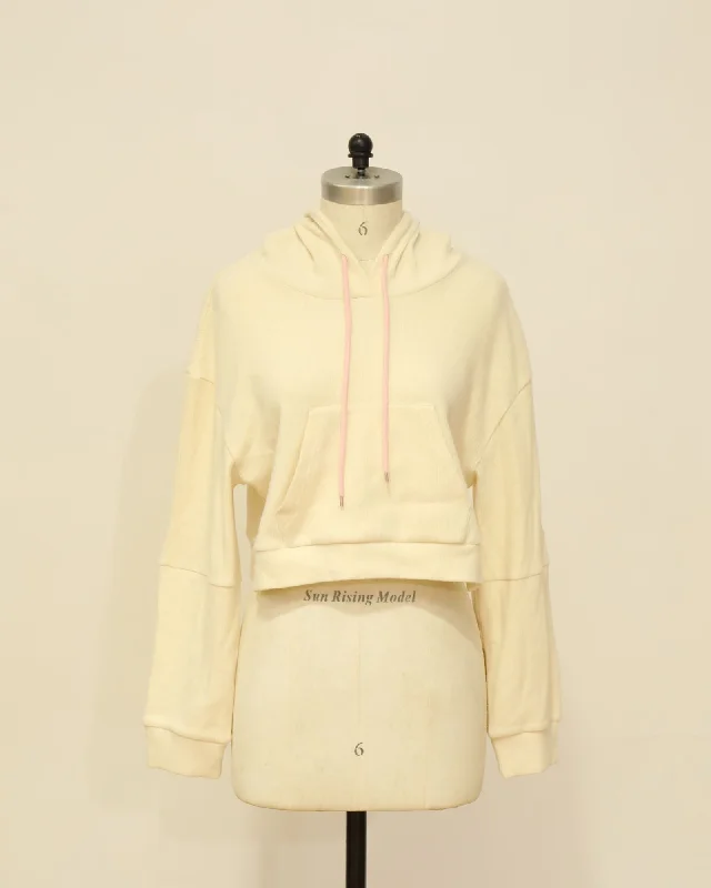 Hoodie with Pink Ties - Cream Hoodie with Reflective Safety Nightwear