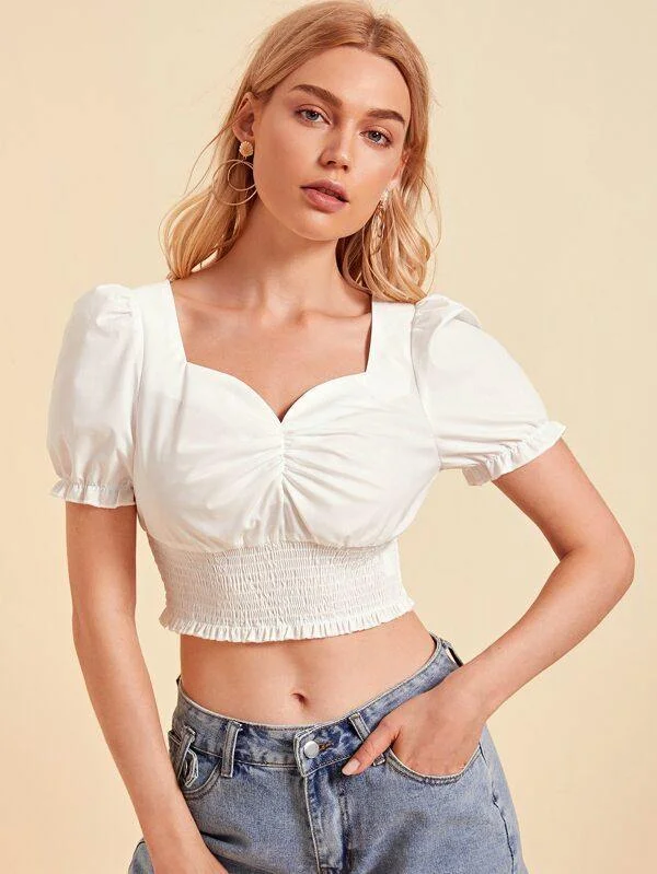 Sweetheart Neck Shirred Hem Crop Top Faux Fur Fabric Real Fur Fabric Shearling Fabric Sweetheart Neck Shirred Hem Crop Top Faux Fur Fabric Real Fur Fabric Shearling Fabric