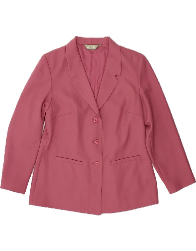 VINTAGE Womens 3 Button Blazer Jacket UK 18 XL Pink Polyester Collared Jacket Crew Neck Jacket Turtle Neck Jacket VINTAGE Womens 3 Button Blazer Jacket UK 18 XL Pink Polyester Collared Jacket Crew Neck Jacket Turtle Neck Jacket