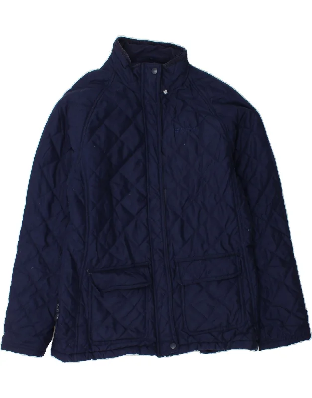 MOUNTAIN WAREHOUSE Womens Quilted Jacket UK 12 medium  Navy Blue Polyester Hoodie Zip-Up Jacket Button-Up Jacket