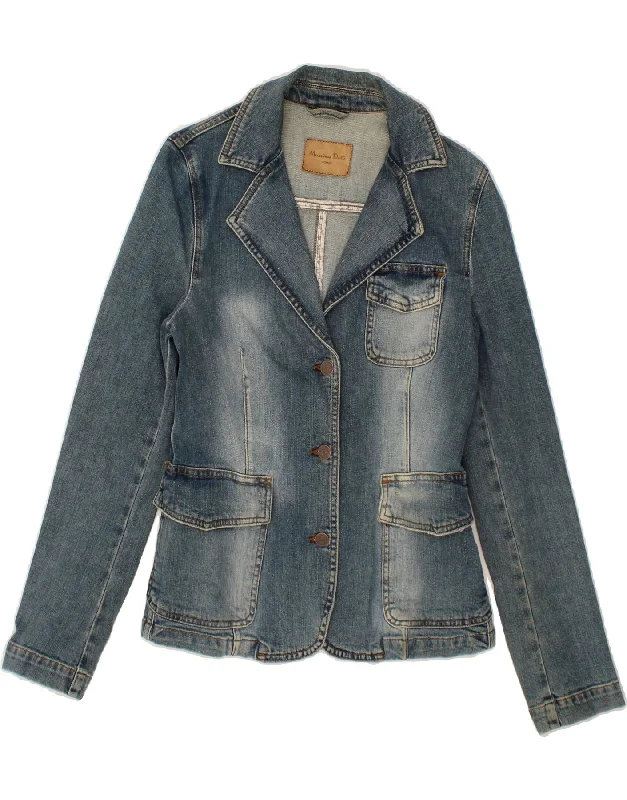 MASSIMO DUTTI Womens Denim Jacket EU 40 Medium Blue Cotton Insulated Jacket Fitted Jacket Loose Jacket