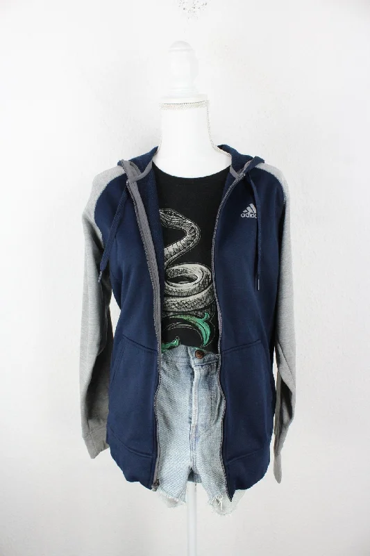 Vintage Blue Adidas Jacket (M) Collared Jacket Crew Neck Jacket Turtle Neck Jacket