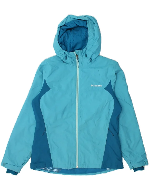COLUMBIA Womens Hooded Rain Jacket UK 10 Small Blue Colourblock Nylon Elasticated Jacket Padded Jacket Insulated Jacket COLUMBIA Womens Hooded Rain Jacket UK 10 Small Blue Colourblock Nylon Elasticated Jacket Padded Jacket Insulated Jacket