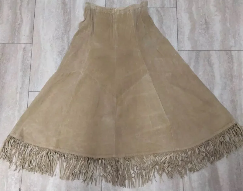 Early Vintage Double D Ranchwear Suede  Fringe Skirt L wool skirt breathable