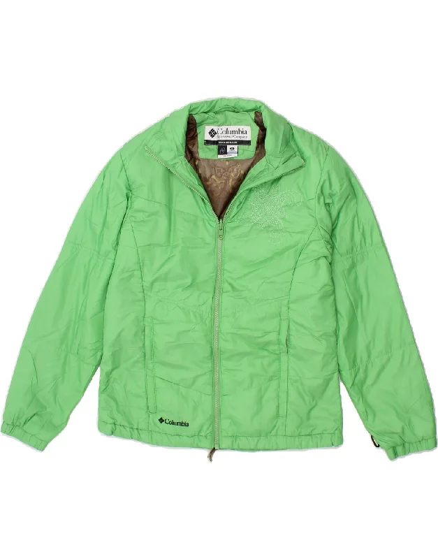 COLUMBIA Womens Padded Jacket UK 10 Small Green Floral Polyester Rayon Fabric Velvet Fabric Corduroy Fabric COLUMBIA Womens Padded Jacket UK 10 Small Green Floral Polyester Rayon Fabric Velvet Fabric Corduroy Fabric
