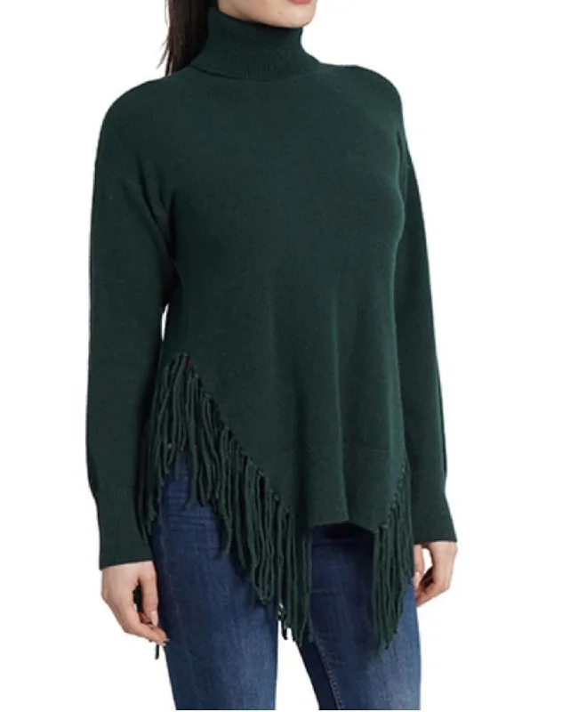 Saylor Fringe Sweater In Green Mesh Sweater Canvas Denim