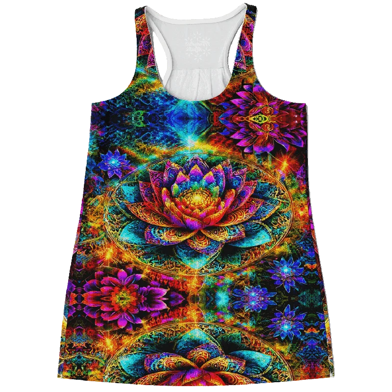 Mystic Abundance - Flowy Racerback Tank Top - All Over Print charcoal tank top