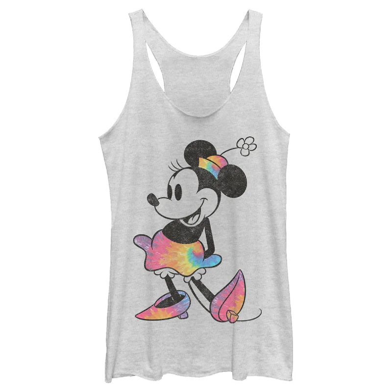 Women's Mickey & Friends Rainbow Tie-Dye Minnie Mouse Racerback Tank Top workout tank top Women's Mickey & Friends Rainbow Tie-Dye Minnie Mouse Racerback Tank Top workout tank top