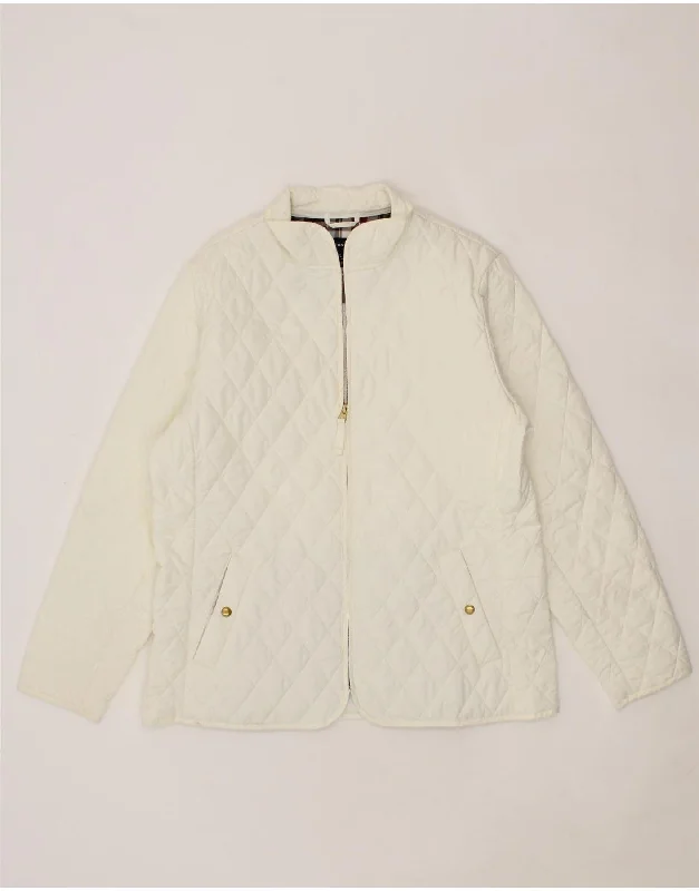 LANDS END Womens Quilted Jacket UK 14/16 Large Off White Polyester Jacket Blazer Coat LANDS END Womens Quilted Jacket UK 14/16 Large Off White Polyester Jacket Blazer Coat