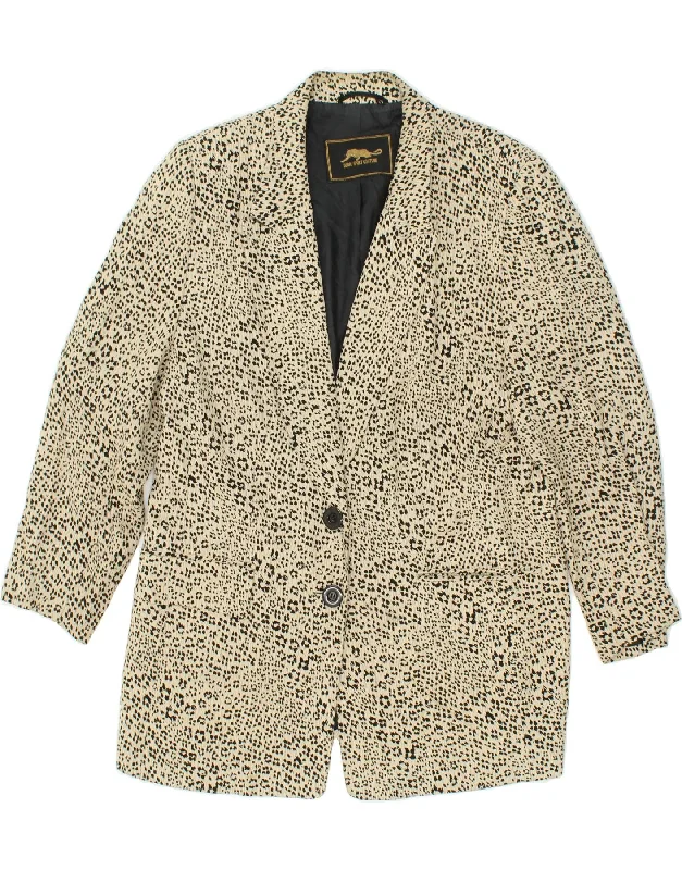 BERRI Womens 2 Button Blazer Jacket UK 12 Medium Off White Animal Print Hoodie Zip-Up Jacket Button-Up Jacket BERRI Womens 2 Button Blazer Jacket UK 12 Medium Off White Animal Print Hoodie Zip-Up Jacket Button-Up Jacket