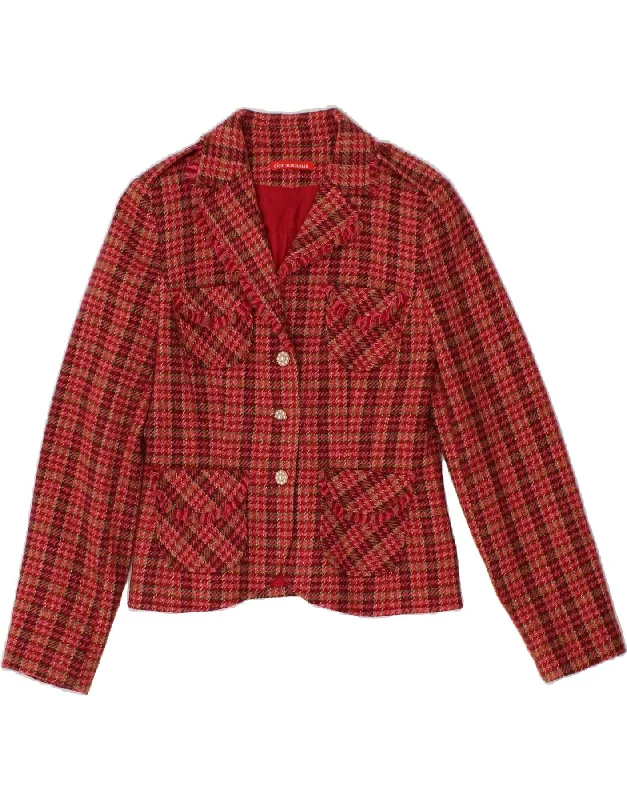 ALAIN MANOUKIAN Womens 3 Button Blazer Jacket US 10 Large Red Check Wool Satin Jacket Silk Jacket Chiffon Jacket ALAIN MANOUKIAN Womens 3 Button Blazer Jacket US 10 Large Red Check Wool Satin Jacket Silk Jacket Chiffon Jacket