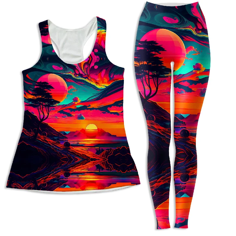 Sunset Melt Women's Tank and Leggings Combo metallic tank top