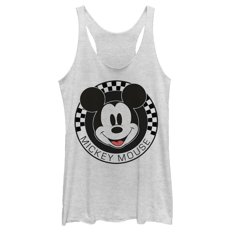 Women's Mickey & Friends Checkered Mickey Mouse Portrait Racerback Tank Top workout tank top Women's Mickey & Friends Checkered Mickey Mouse Portrait Racerback Tank Top workout tank top