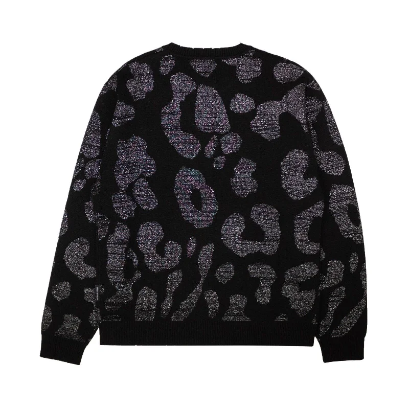 Marcelo Burlon Leopard Sweater - Dark Gray/Black Iron Safe Non-Iron Wrinkle Free