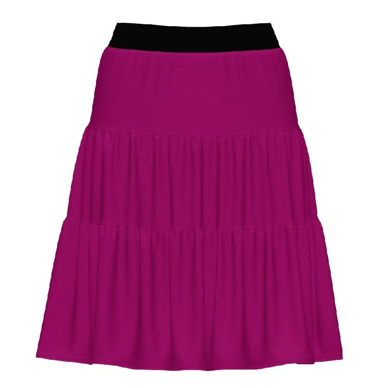 Munich Lipstick Pink Tiered Ruffle Skirt - Airline Series maxi skirt elegant