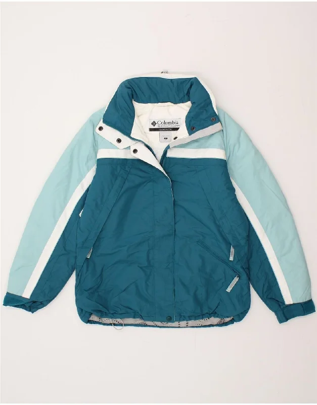 COLUMBIA Womens Hooded Padded Jacket UK 10 Small Blue Colourblock Nylon Cotton Fabric Linen Fabric Terry Fabric COLUMBIA Womens Hooded Padded Jacket UK 10 Small Blue Colourblock Nylon Cotton Fabric Linen Fabric Terry Fabric