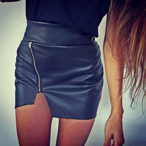 Sexy Women Bodycon Skirt PU Leather Mini Short Skirt Black Clasical Style Design corduroy skirt comfortable