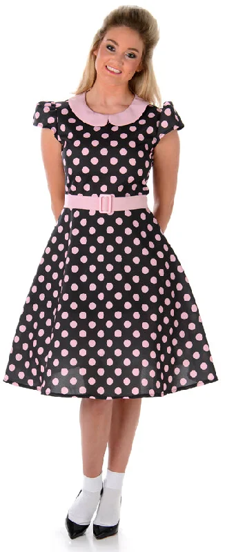Ladies Rock and Roll Girl Fancy Dress Polka Dot 50 60s Costume Tunics Print Colorful Ladies Rock and Roll Girl Fancy Dress Polka Dot 50 60s Costume Tunics Print Colorful