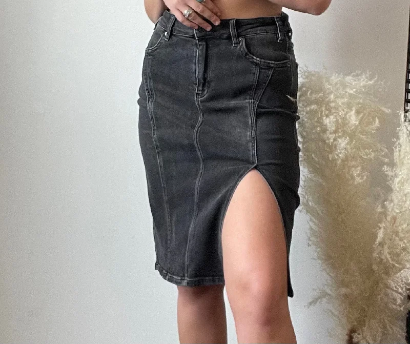 Dusk Split Denim Skirt linen skirt airy