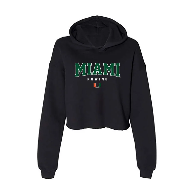 Miami - NCAA Women's Rowing : Trinity Ferebee - Women's Crop Fleece Hoodie Hoodie with Metallic Shiny Futuristic Miami - NCAA Women's Rowing : Trinity Ferebee - Women's Crop Fleece Hoodie Hoodie with Metallic Shiny Futuristic