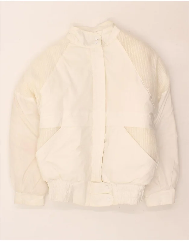VINTAGE Womens Padded Jacket EU 42 Large White Nylon Jacket Polyester Jacket Spandex Jacket VINTAGE Womens Padded Jacket EU 42 Large White Nylon Jacket Polyester Jacket Spandex Jacket