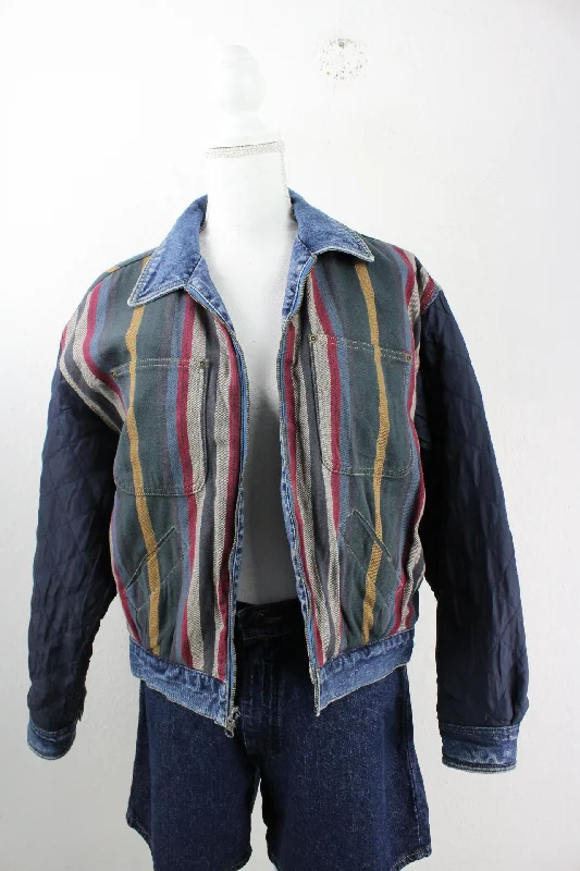 Vintage Striped Jeans Jacket (M) Corduroy Jacket Velvet Jacket Brocade Jacket