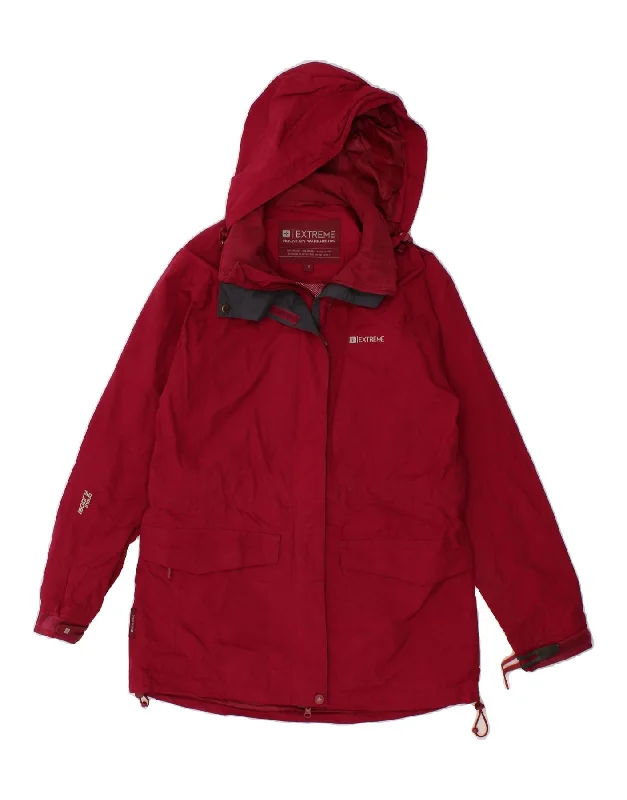 MOUNTAIN WAREHOUSE Womens Hooded Rain Jacket UK 10 Small Red Nylon Welt Pockets Slit Pockets Flap Pockets MOUNTAIN WAREHOUSE Womens Hooded Rain Jacket UK 10 Small Red Nylon Welt Pockets Slit Pockets Flap Pockets