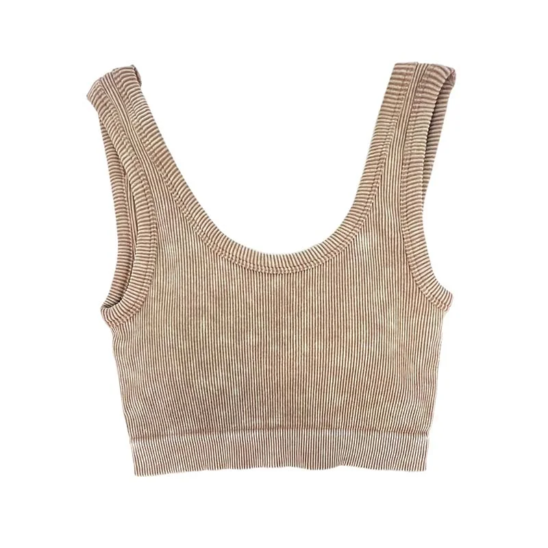 Scoop Neck Padded Cropped Tank in Ash Mocha cute tank top