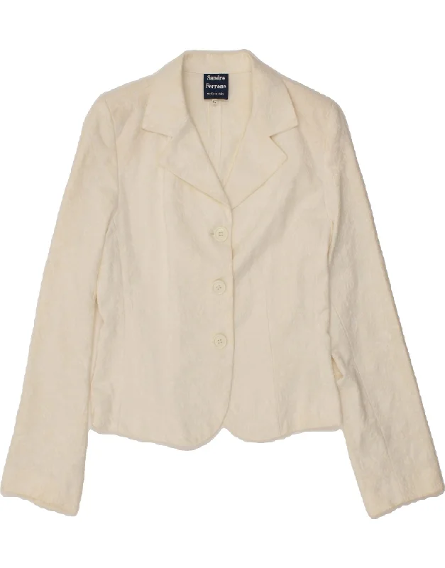 SANDRO FERRONE Womens Crop Blazer Jacket IT 42 Medium White Floral Corduroy Jacket Velvet Jacket Brocade Jacket SANDRO FERRONE Womens Crop Blazer Jacket IT 42 Medium White Floral Corduroy Jacket Velvet Jacket Brocade Jacket