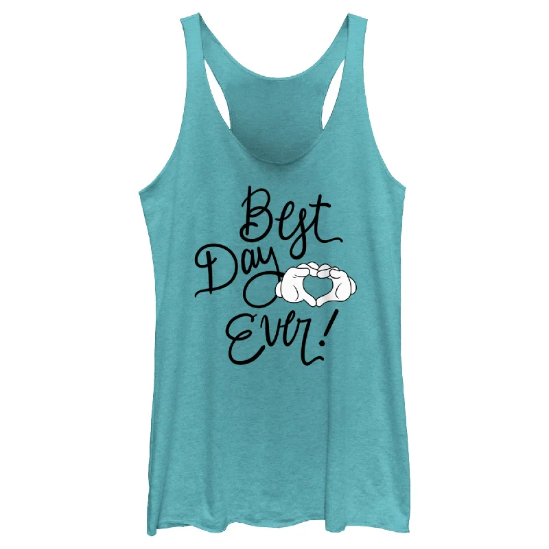 Women's Mickey & Friends Best Day Ever Heart Sign Racerback Tank Top fitness tank top Women's Mickey & Friends Best Day Ever Heart Sign Racerback Tank Top fitness tank top