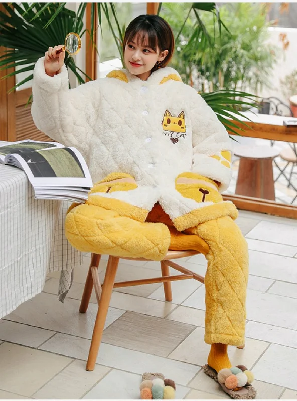 WOMEN CAT BELL THICKENED CASHMERE THREE-LAYER COTTON-PADDED JACKET Quilted Jacket Puffer Jacket Insulated Jacket WOMEN CAT BELL THICKENED CASHMERE THREE-LAYER COTTON-PADDED JACKET Quilted Jacket Puffer Jacket Insulated Jacket