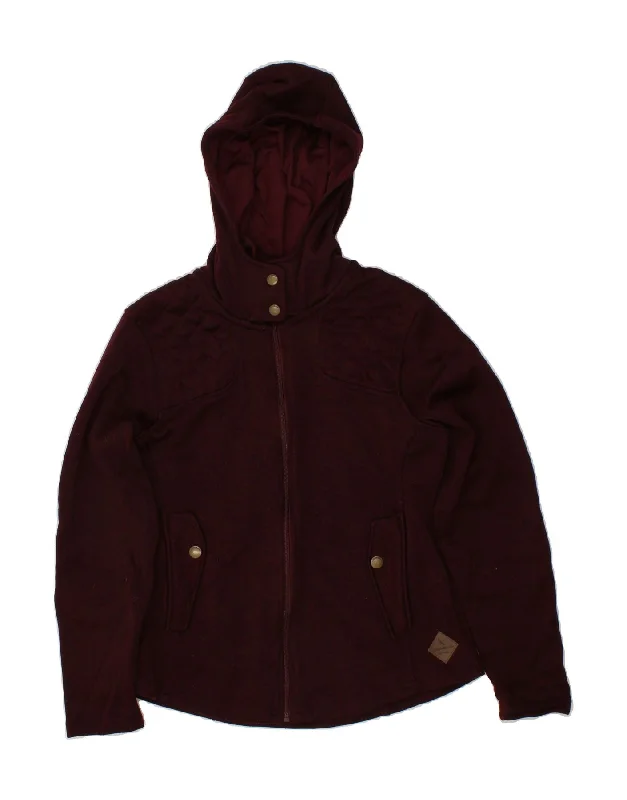 EDDIE BAUER Womens Hooded Windbreaker Jacket UK 16 Large Burgundy Nylon Jacket Polyester Jacket Spandex Jacket