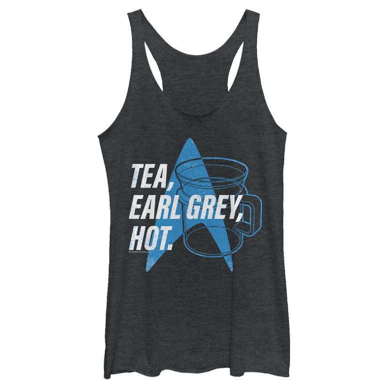 Women's Star Trek: The Next Generation Cup Of Tea Earl Grey Hot, Captain Picard Racerback Tank Top solid color tank Women's Star Trek: The Next Generation Cup Of Tea Earl Grey Hot, Captain Picard Racerback Tank Top solid color tank