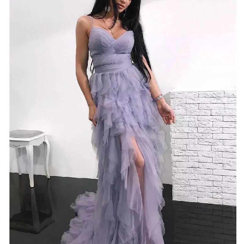 Charming Tulle Slit Backless Spaghetti Straps Cheap Prom Dresses, FC1821 Tunics Review highly Charming Tulle Slit Backless Spaghetti Straps Cheap Prom Dresses, FC1821 Tunics Review highly