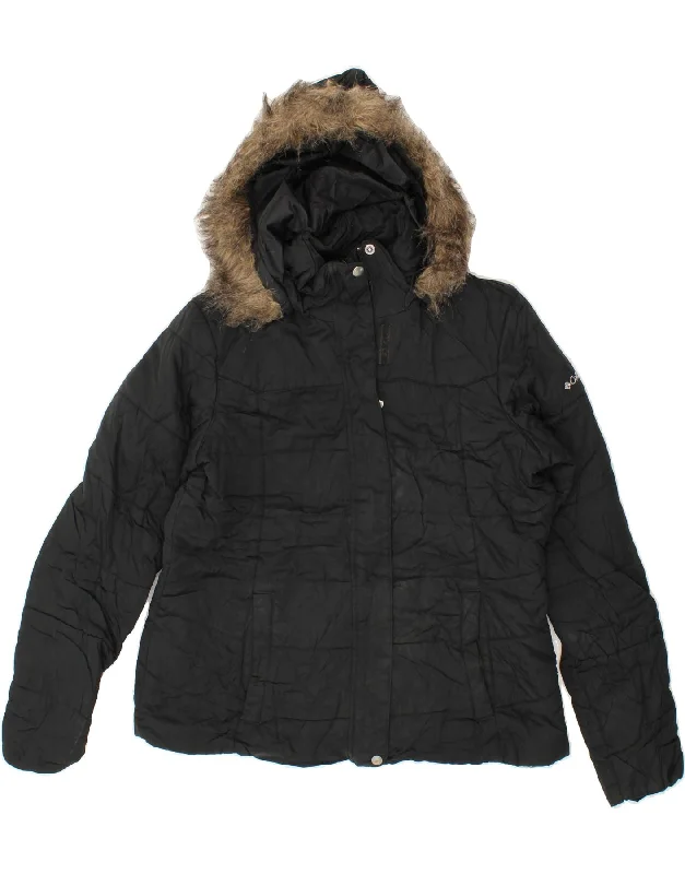 COLUMBIA Womens Hooded Padded Jacket UK 18 XL Black Nylon Fleece Jacket Down Jacket Feather Jacket COLUMBIA Womens Hooded Padded Jacket UK 18 XL Black Nylon Fleece Jacket Down Jacket Feather Jacket