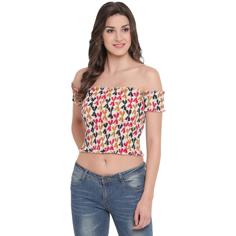 Aawari Cotton Printed Crop Top For Girls and Women AM081-001-AM081-001 Embroidered Appliqued Beaded