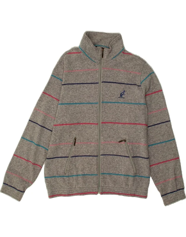 AUSTRALIAN L'ALPINA Womens Tracksuit Top Jacket IT 46 Large Grey Striped Zippered Front Buttoned Front Snap Front AUSTRALIAN L'ALPINA Womens Tracksuit Top Jacket IT 46 Large Grey Striped Zippered Front Buttoned Front Snap Front
