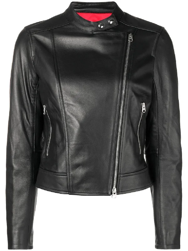 slim-fit biker jacket Toggled Jacket Drawstring Jacket Belted Jacket